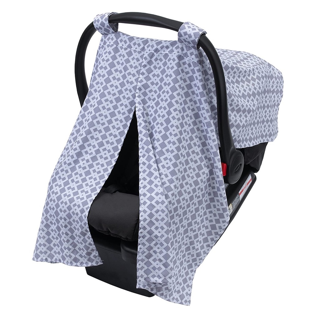On The Go Car Seat Canopy Cover-Gray/White